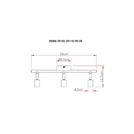 GU10 Black 3 Way Ceiling Straight Bar Spotlight Light Fitting 