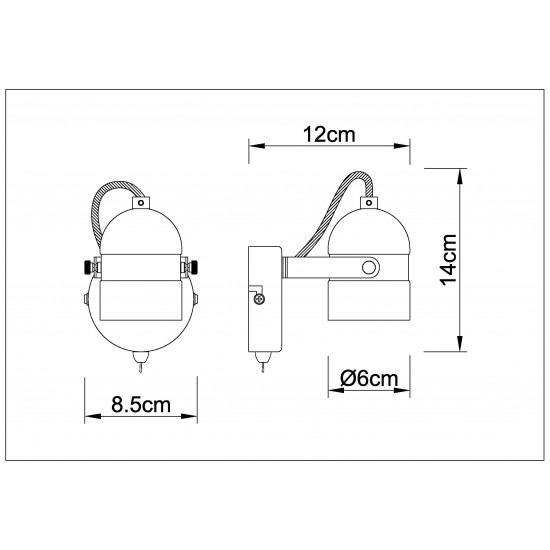 Single Adjustable Wall Bedside Light With Toggle Switch - White Colour