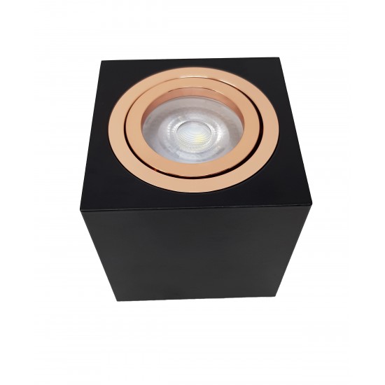 Surface Mount Ceiling Round GU10 Downlight Spotlight Black and Rose Gold Finish