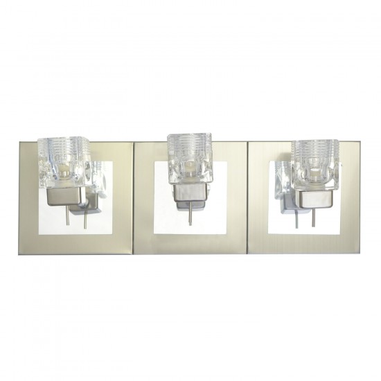 Triple 3 Way Upright Double Glass Cubed Interior Wall Light