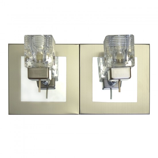 Twin Upright Double Glass Cubed Interior Wall Light
