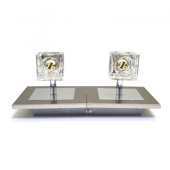 Twin Upright Double Glass Cubed Interior Wall Light