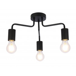 Vintage 3 Way Arm Ceiling Light Flush Mount in Black Finish 